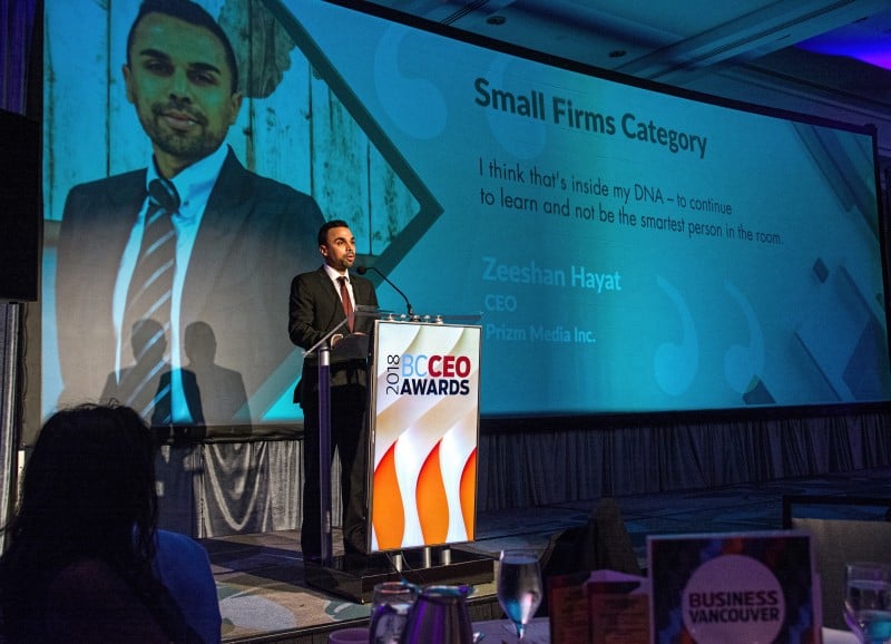 Prizm Media CEO Zeeshan Hayat Wins BC CEO Award